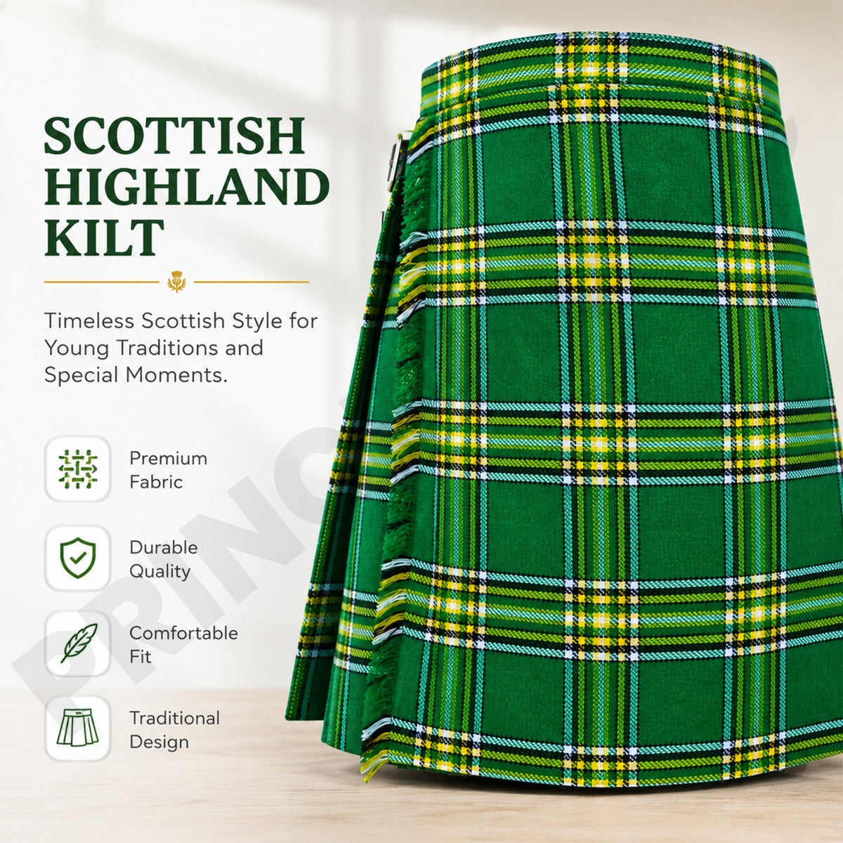 Scottish Highland Kids Tartan Kilt | Traditional Plaid Kilt for Boys