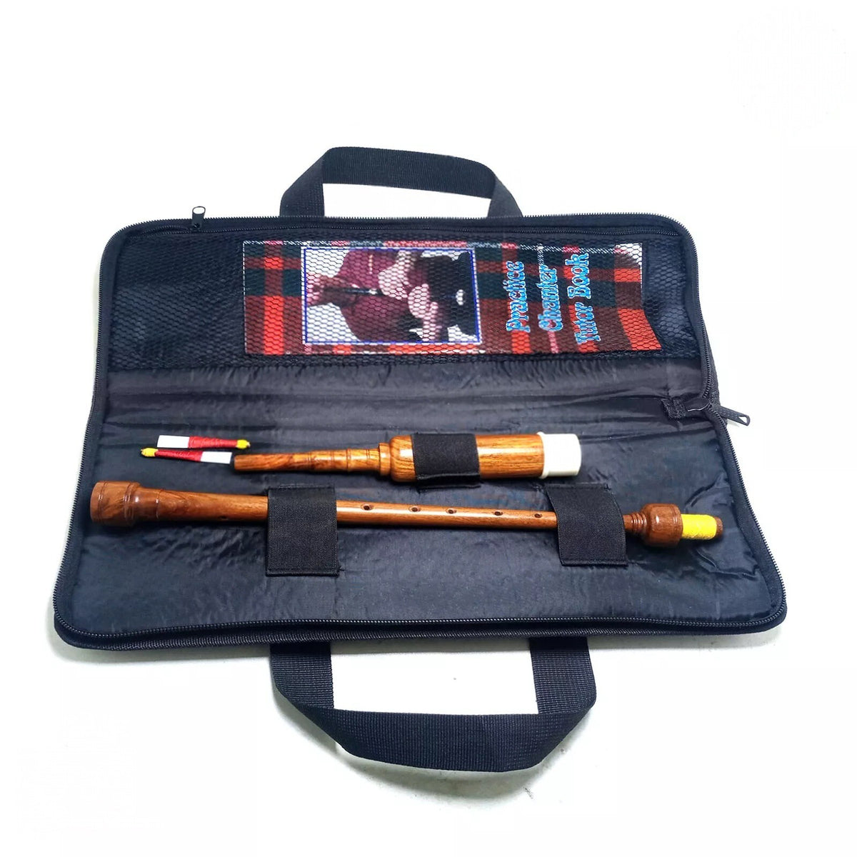 Rosewood Practice Chanter 22" Bagpipe Starter Kit + Bag + Guide + 2 Reeds