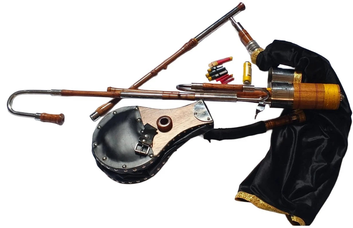 Irish Uilleann Bagpipe Half Set Complete with Bag, Reeds & Instructions