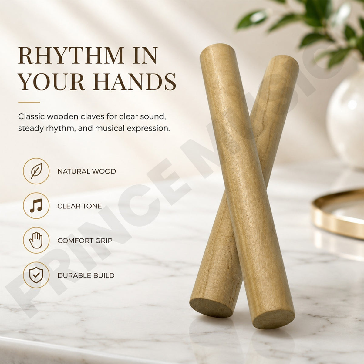CLAVES WOOD WOODEN CLAVES /WOODEN RHYTHM STICK PERCUSSION INSTRUMENT