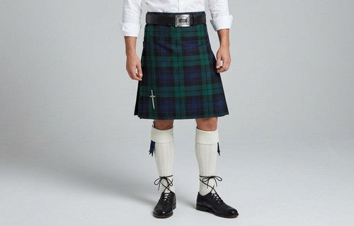 Black Watch Tartan Kilt, 13oz Scottish Wool, 24", 5 Yards Men’s Traditional Kilt