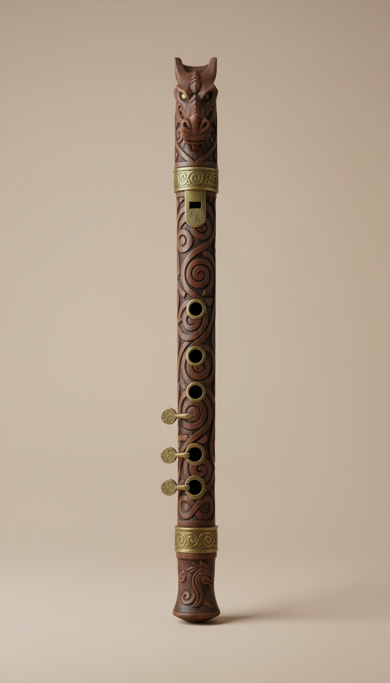 Hand-Carved Celtic Wooden Flute