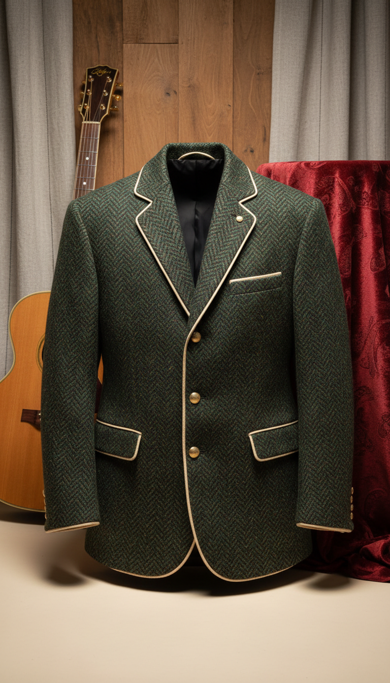 Brass-Accented Tweed Musician's Jacket