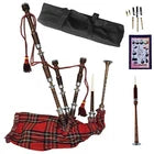 Highland Bagpipe - Natural Wood, Silver Mounts, Royal Stewart, Full Set & Bag