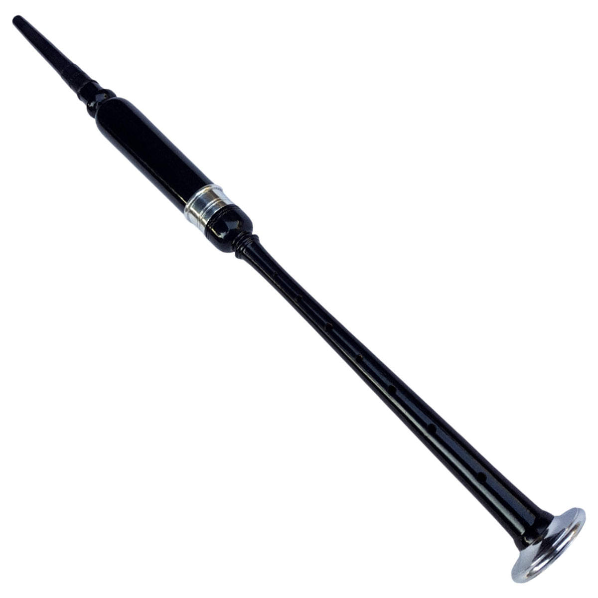 Practice Chanter for Bagpipe with Reed - Black Silver Black Tip