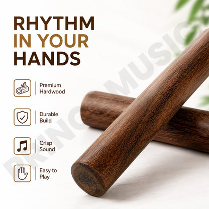 CLAVES  WOOD WOODEN CLAVES  /WOODEN RHYTHM STICK PERCUSSION INSTRUMENT