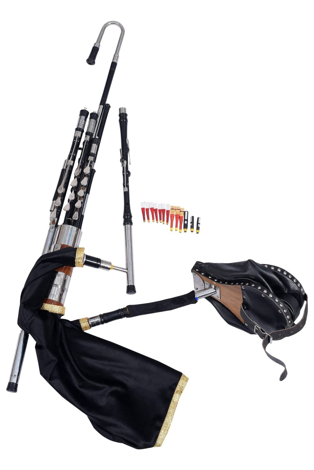 Irish Uilleann Bagpipe Full Set - Teflon - Bag, Reeds &Instructions - PM