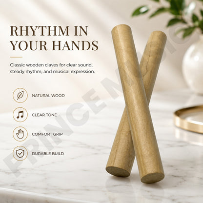 CLAVES  WOOD WOODEN CLAVES  /WOODEN RHYTHM STICK PERCUSSION INSTRUMENT