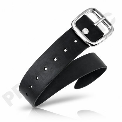 Black Leather Kilt Strap – 5” Adjustable Straps with Chrome 1.25" Buckle