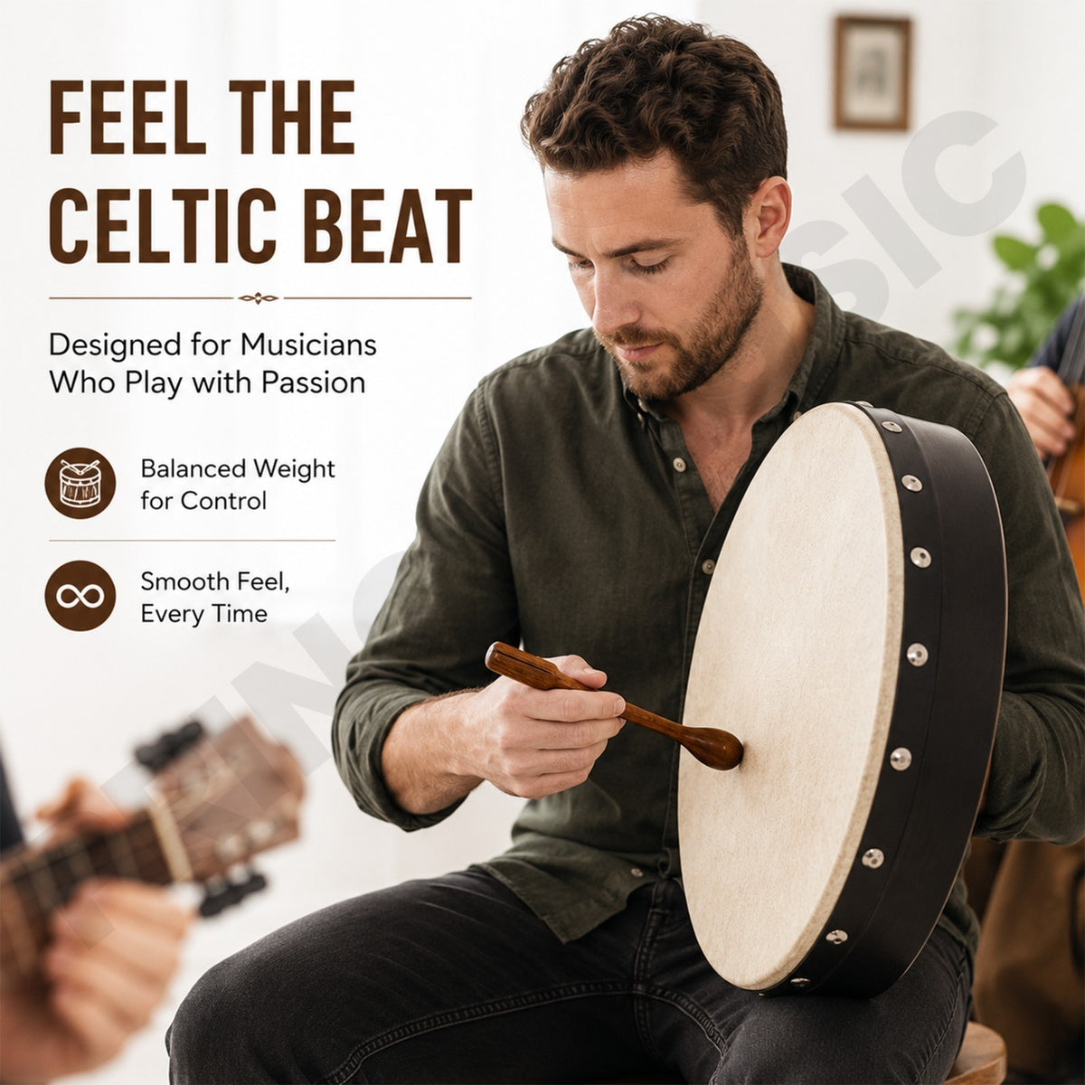IRISH BODHRAN BEATER PROFESSIONAL ,TIPPER IRISH CELTIC BEATER