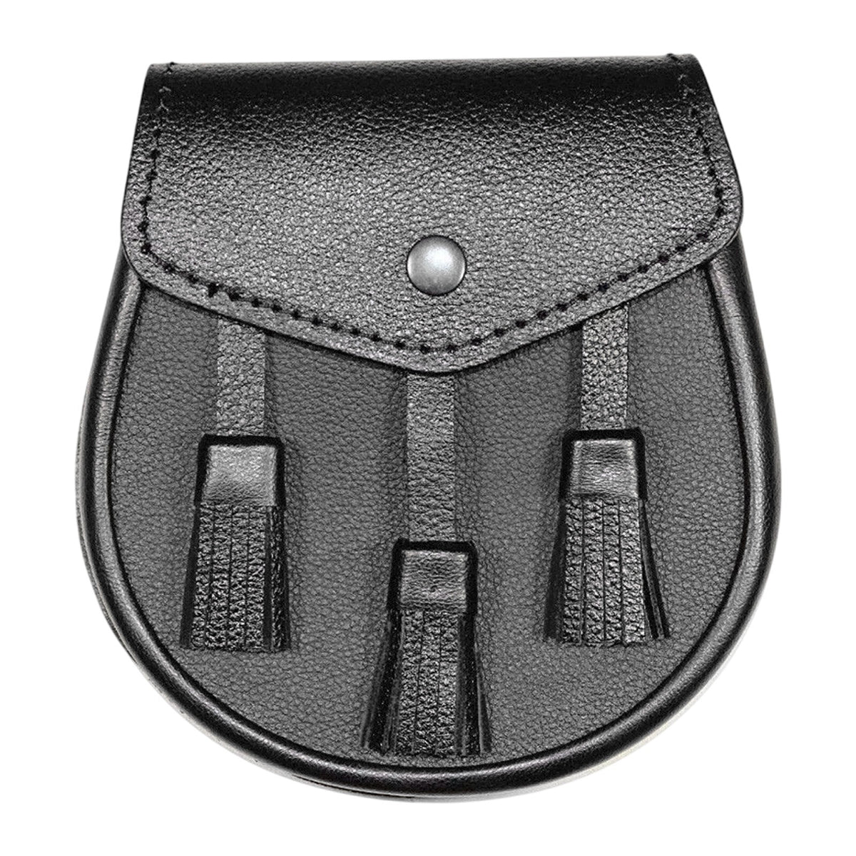 Black Leather Sporran – Classic Scottish Kilt Accessory with Chain Strap