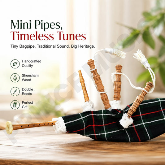 Kids Mini Bagpipe in Sheesham Wood, 2 Reeds - Traditional Scottish MacKenzie
