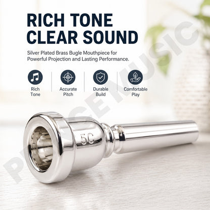 Bb Bugle Mouthpiece  Silver Plated 5C  Brass Mouthpiece