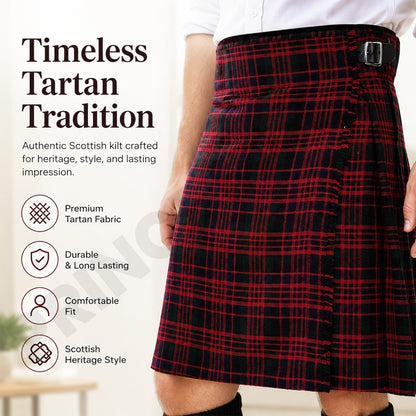 Men's Kilt MacDonald Tartan  5 Yard 13oz Traditional Scottish Highland  By PM