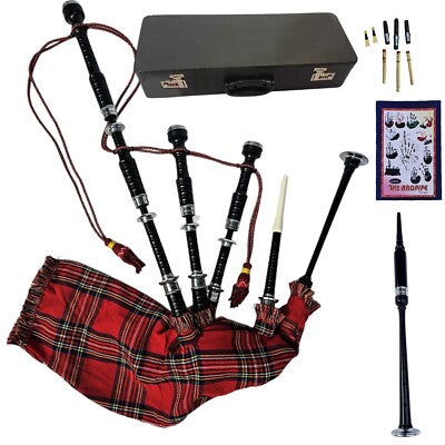 Bagpipe with Hard Carry Box, Tutor Book, Drone Set & Chanter Royal Stewart