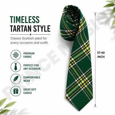Tartan Neck Ties - Scottish Plaid Designs for Formal & Casual Wear Irish Green