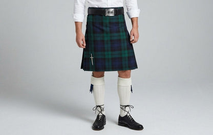 Black Watch Tartan Kilt, 13oz Scottish Wool, 24", 5 Yards Men’s Traditional Kilt