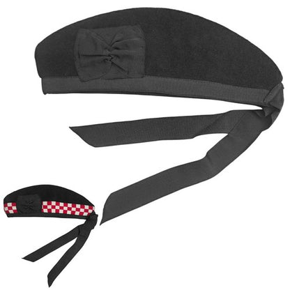 Glengarry Cap - Diced and Plain Black - Traditional Scottish Headwear for Men