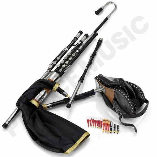Irish Uilleann Bagpipe Full Set - Teflon - Bag, Reeds &Instructions - PM
